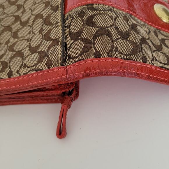 Coach Legacy Wallet Medium Bifold Red Beige Vintage Folding Signature - Picture 11 of 13